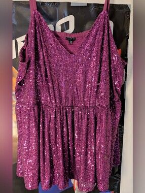Torrid purple sequin peplum tank top